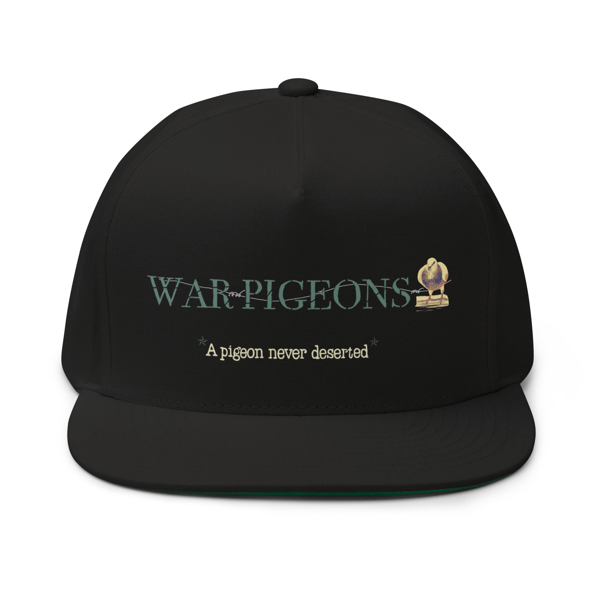 Black Century Archive Cap with War Pigeons quote artwork